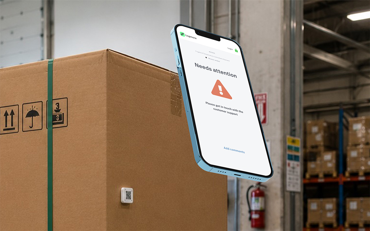 Industrial shipment monitoring with impact evidence before receiving